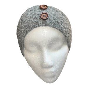 BYOS, Women's, Grey, Knitted Ear Warmer Headband, w/ Fleece Lining & Button